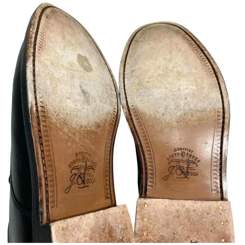J.Crew Ludlow Mens 11.5 Black Leather Derby Shoes Old‎ Money Preppy Euro Summer